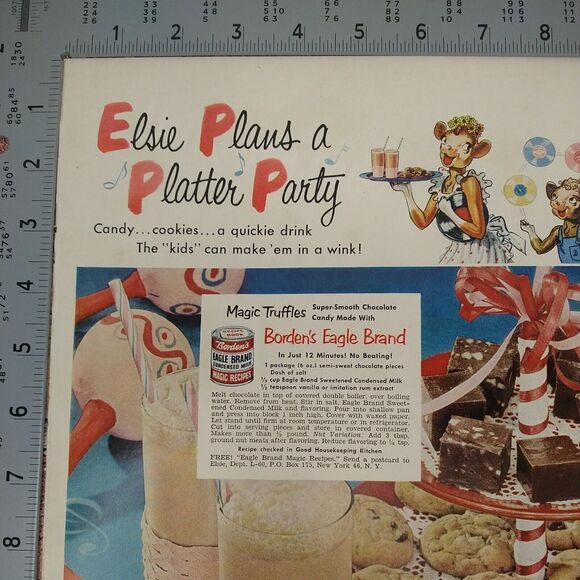 1950 - Borden - Elsie the Cow Plans a Platter Party -Original Retro Vtg PRINT AD - Picture 3 of 9